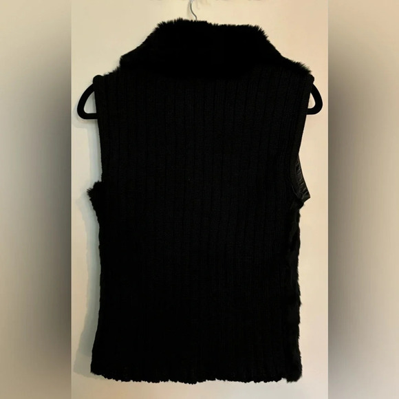 Gianfranco Rossi Womens Reversible Vest Rabbit Fur-Satin Bodice Sweater Sz Small - Picture 3 of 11